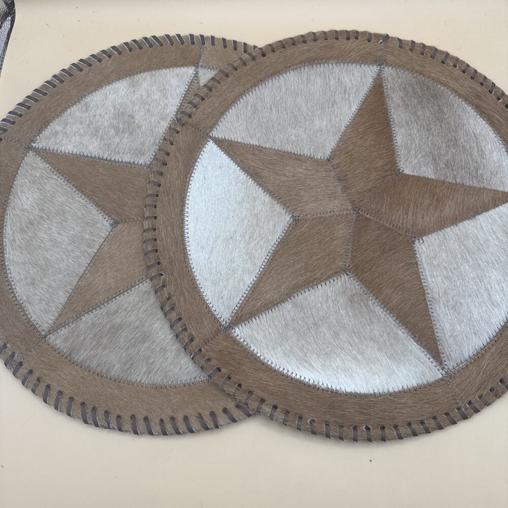 Cowhide 16 2 Placemats 5 Point Star By Gaucho Made In Brazil Western Decor Texas